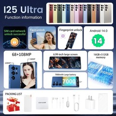 I25 Ultra Smartphone 16G+512G Android Smartphone, 6.99″ FHD+ Display Dual Camera
