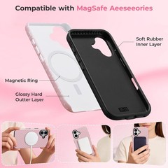 Magnetic Case for iPhone 16, Cute Polka Dot Phone Case for Girl Women, Pink