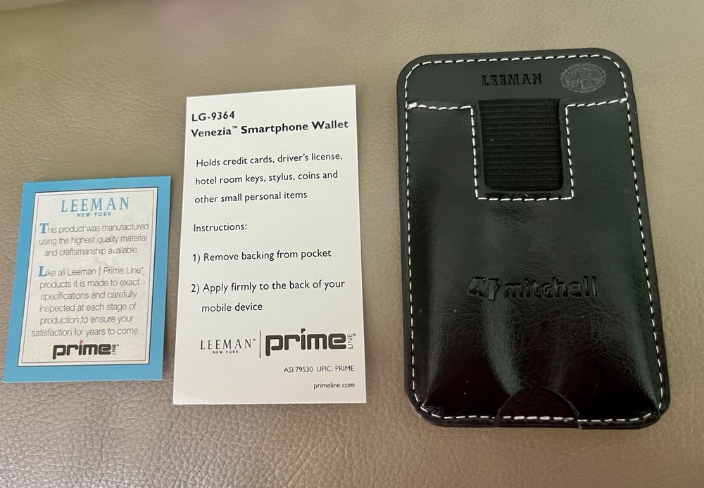 Leeman Venezia Phone Wallet Credit Card License Stick on Back of Phone Pocket