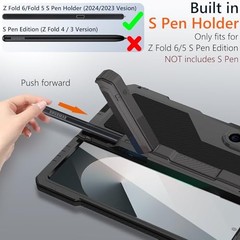 Samsung Galaxy Z Fold 6 Case with S Pen Holder & Stylus, Rugged Hinge Protection