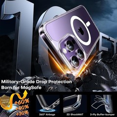2 in 1 Magnetic Clear Case for iPhone 14 Pro with Screen Protector, Slim Design