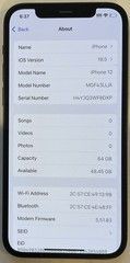 USED BLACK GSM UNLOCKED iPhone 12, 64GB A2172 MGF43LL/A WITH 91% BATTERY HEALTH