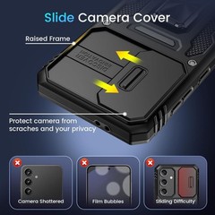 For Samsung Galaxy S24 FE Case with Kickstand & Heavy-Duty Shockproof Hard Cover