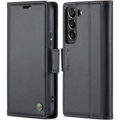Samsung Galaxy S22 Wallet Case with RFID Blocking, Leather Book Folio Case Black