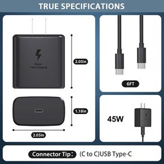 45W PD Fast Wall Charger+Type-C Cable For Samsung Galaxy S23 S22 S21 S20 Ultra H