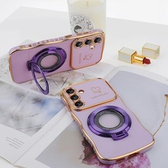 Purple Galaxy S25 FE Case with Kickstand, Protective Cover for S25 FE 5G 2025 Wo