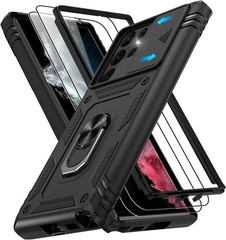 For Samsung Galaxy S22 Ultra Case,Military Grade with Stand,Screen Protectors