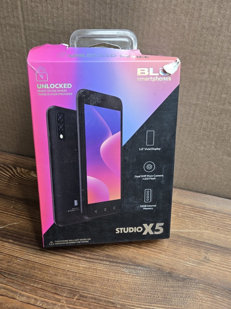 BLU Studio X5 LTE Unlocked 4G– 32GB GSM Smartphone – Black 5MP LED Flash NEW