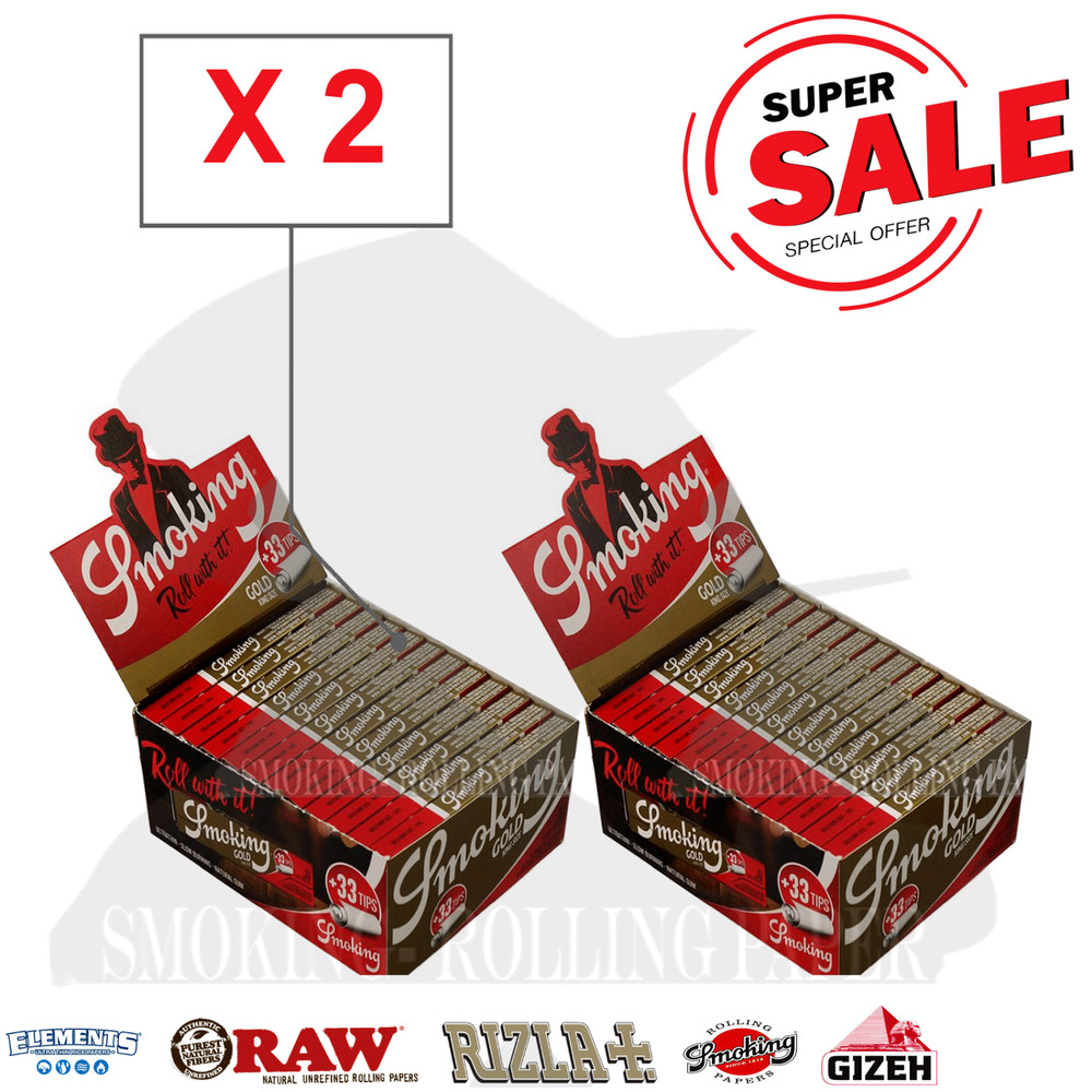 2 x Cartine Smoking® Oro Lunghe King Size Slim Oro E Filtri in Carta 24 Libretto