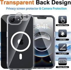 Clear for iPhone 17e Case & iPhone 16e Case with Privacy Screen Protector