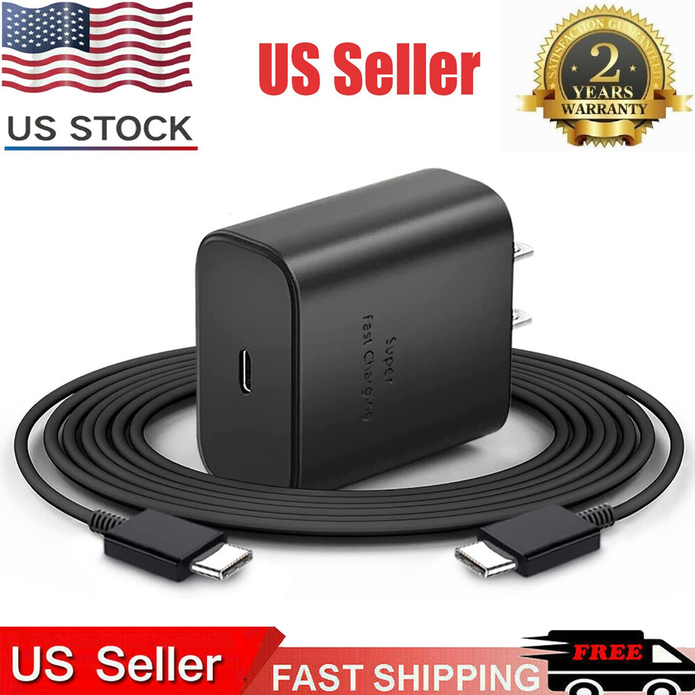 45W Type USB-C Super Fast Wall Charger+ 6ft Cable for Samsung Galaxy S23 S22 S21