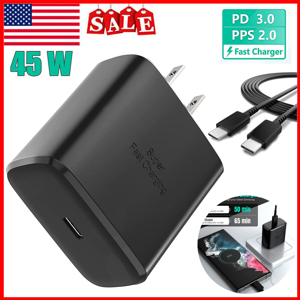 45W Type USB C Super Fast Wall Charger+6ft Cable For Samsung Galaxy S22 S23 M