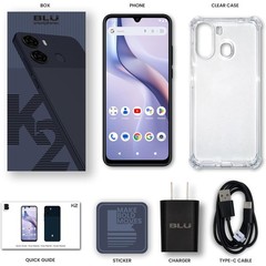 BLU K2 K0210WW 64GB GSM Unlocked Android Smartphone – Black-Blue