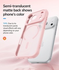 Translucent Matte Case for iPhone 17 Pro Max – Light Pink, Military Grade, Full