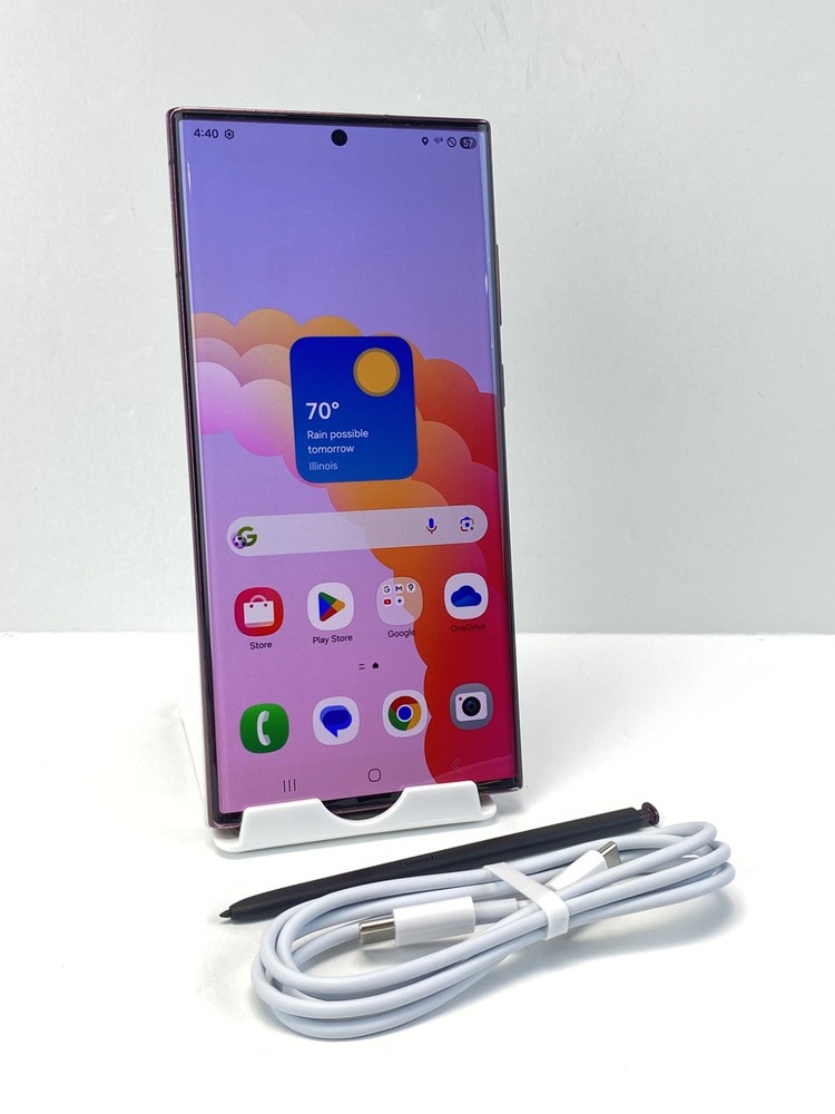 Samsung Galaxy S22 Ultra 5G SM-S908U1 128GB Burgundy Unlocked Clean IMEI
