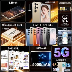 Unlocked 26 Ultra 5G Cell Phone Dual SIM 5G 64GB Android Smartphone