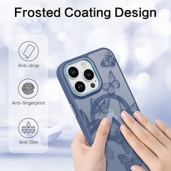 Translucent Matte Slim Protective Case for iPhone 16 Pro Max, Cute Butterfly Des