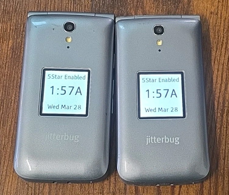 2 Unlocked Alcatel Jitterbug OneTouch, 4043S, Phone, Gray, Each Sold Separately