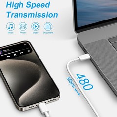 Fast Charging 20W USB-C Charger Block with 10FT Cable for iPhone 15/16/17 Series