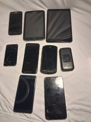 Mixed Lot of 9 Various Branded Cellphones and Tablets Untested **PARTS ONLY**