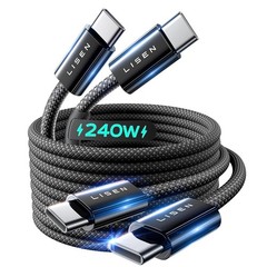 USB C to USB C Cable Fast Charging Cords 240W Type C Charger 10ft 2 Pack Black