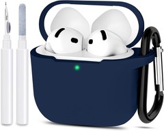 Midnight Blue Silicone Case with Keychain for Apple AirPods 4th Generation Prote