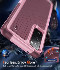 Red Pink Heavy Duty Case for Samsung Galaxy S20 FE 5G + 2 Screen Protectors