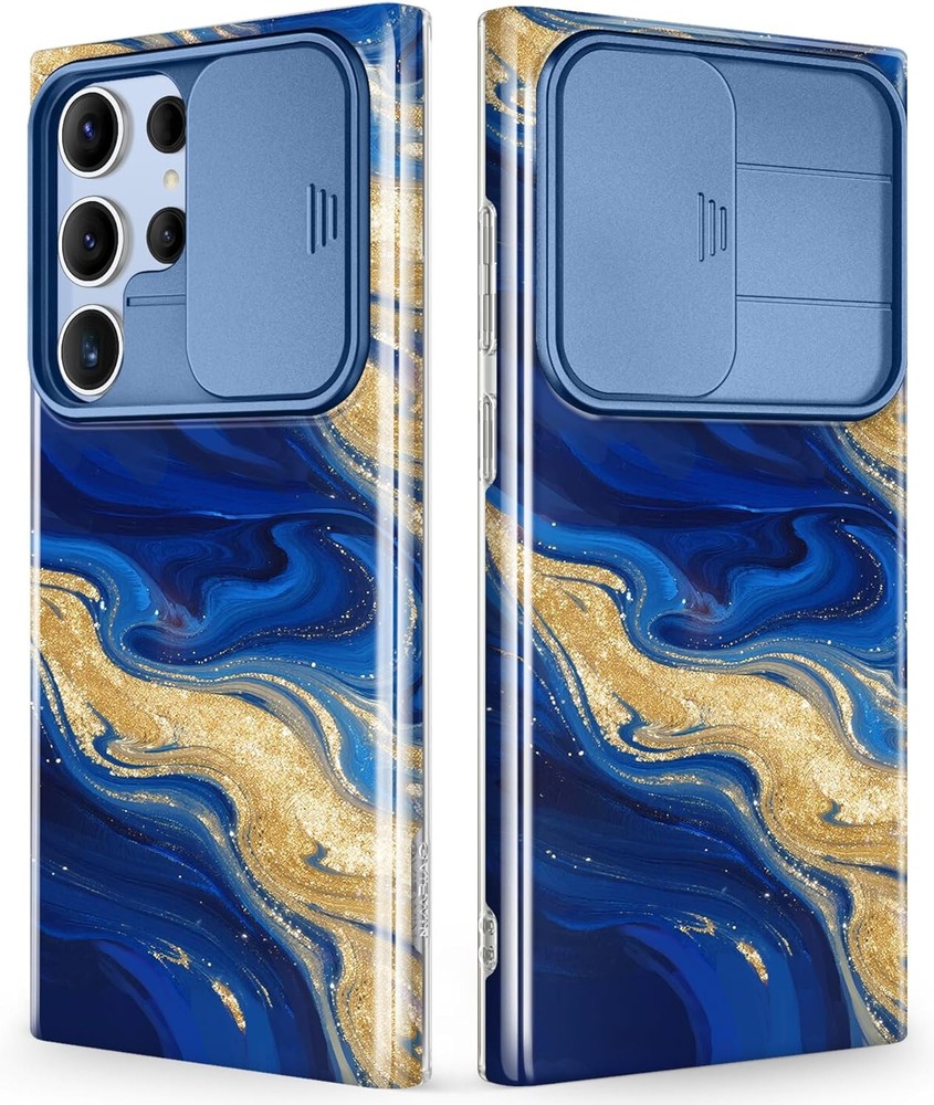 Samsung Galaxy S23 Ultra Case with Slide Camera Cover, Slim Marble Design 6.8″