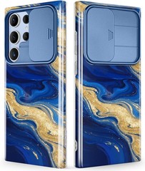 Samsung Galaxy S23 Ultra Case with Slide Camera Cover, Slim Marble Design 6.8″