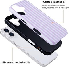Cute Striped Phone Case for iPhone 17, Slim Shockproof TPU Cover for Women Girls