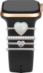4 Pieces Charm Decorative Ring for Apple Watch Silicone Band 49mm 45mm 44mm 42mm