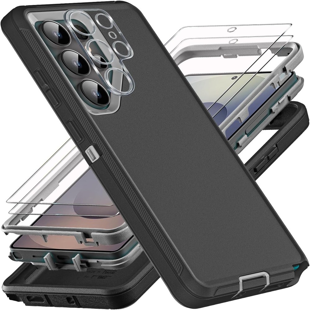 2PCS Heavy Duty Case & Screen Protector for Samsung Galaxy S25 Ultra Military Gr