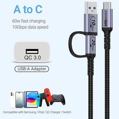 240W USB-C Fast Charging Cable 2-Pack for Galaxy S23, iPhone 15 Pro Max 1.5ft