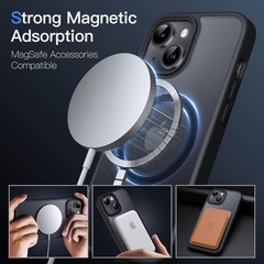 Translucent Matte Black Magnetic Case Slim Shockproof for iPhone 14 Plus 6.7-Inc