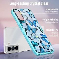 Samsung Galaxy S22 Case, Blue Butterfly Print Design for Women Girls Teens Cute