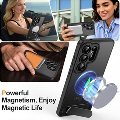 Translucent Matte Black Case for Samsung Galaxy S26 Ultra, Magnetic with Kicksta
