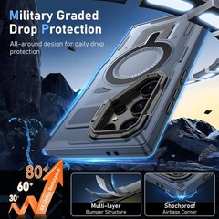 Shockproof Blue Case & 2PCS HD Screen Protector for Galaxy S23 Ultra S22 Ultra