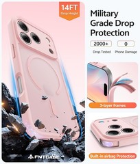 Translucent Matte Case for iPhone 17 Pro Max – Light Pink, Military Grade, Full