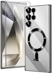 Magnetic Glossy Case for Samsung Galaxy S24 Ultra, Clear Luxury Cover with Prote