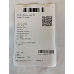 Samsung Galaxy Note10, SM-N970U, 256GB, Black
