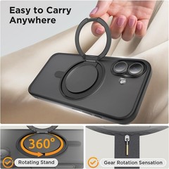 Stand Case for iPhone 17 Case with Screen Protector, 360° Rotatable Ring Kicksta