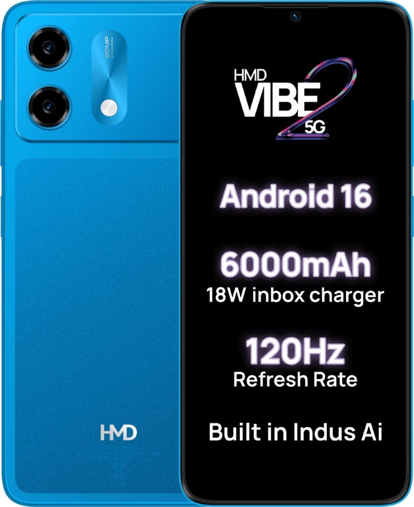 HMD VIBE2 5G (Blue, 4 GB+64GB ) Unlocked Dual SIM Smartphone 6.7″ HD+ 120Hz