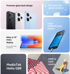 Xiaomi Redmi 12 4G LTE Pastel Blue – 4GB RAM – 128GB ROM – Unlocked – India NEW
