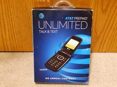 New AT&T LG B470 Prepaid Unlimited Talk and Text Flip Phone Black No Contract