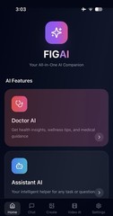 FIGAI All-in-One AI Companion App Screen for Smartphone Display