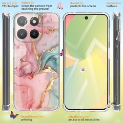 Motorola Moto G 2026 Case 5G G Play 2025 Marble and Flowers Slim Protective Cove