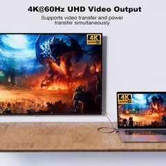 USB C 3.2 Gen2x2 20Gbps Cable, 90Degree USB C 4K@60Hz UHD Video 5A/240W PD3.1