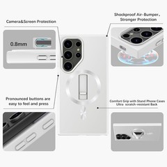 Military-Grade Shockproof Case for iPhone 14 Pro Max with Invisible Stand, White
