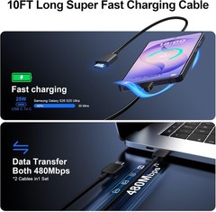 10FT Cable with 45W USB-C Fast Charger Block for Samsung Galaxy S26/S25