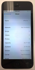 Apple iPhone 5| 4″| 640 x 1136px| A6| iOS 10.3.4| Black/Slate| White/Silver